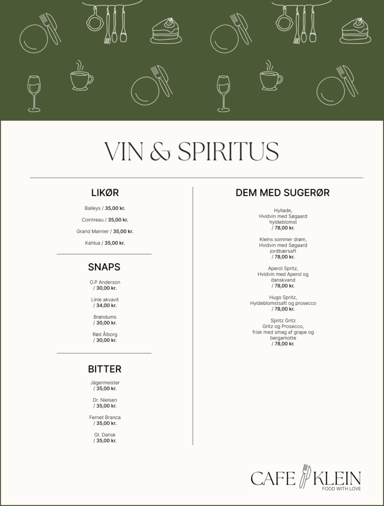 Billede af menukort med vin & spiritus